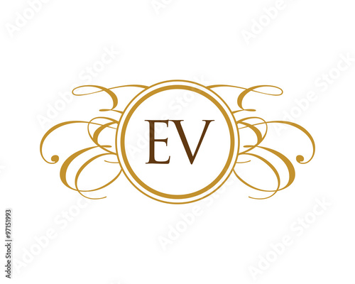 EV Luxury Ornament Initial Logo