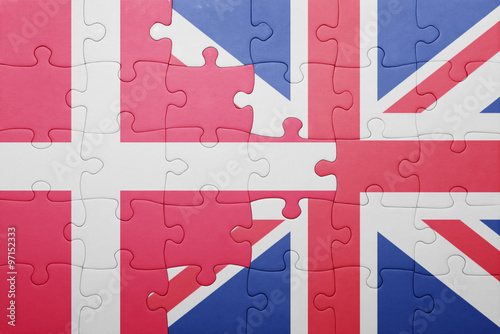 puzzle with the national flag of great britain and poland