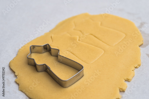 Star shaped christmas cookies, dough and cutter photo