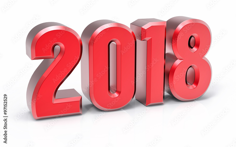 3D Isolated Red 2018 Year