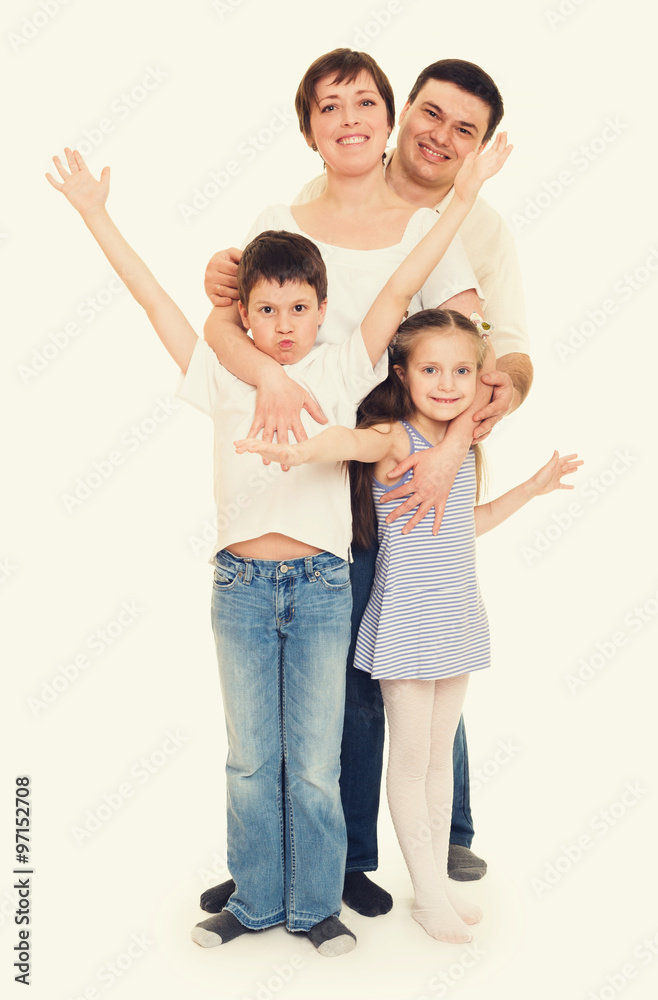 happy family in studio