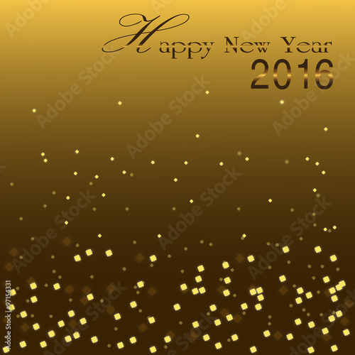 Happy New Year 2016, Golden bokeh blinking background