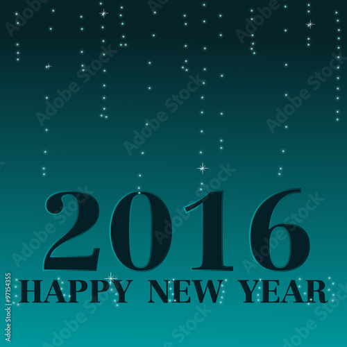Happy New Year 2016, Blue bokeh blinking background