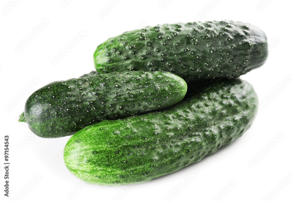 Ripe cucumbers isolated on white Ripe cucumbers isolated on white