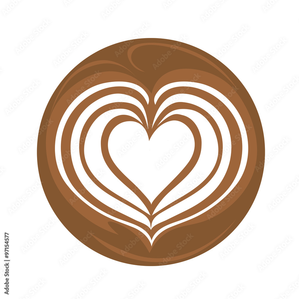 Aflutter Heart Latte Art Coffee Logo Icon with white background Aflutter Heart Latte Art Coffee Logo Icon with white background
