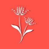 Grass flower Logo Icon with red-orange color background