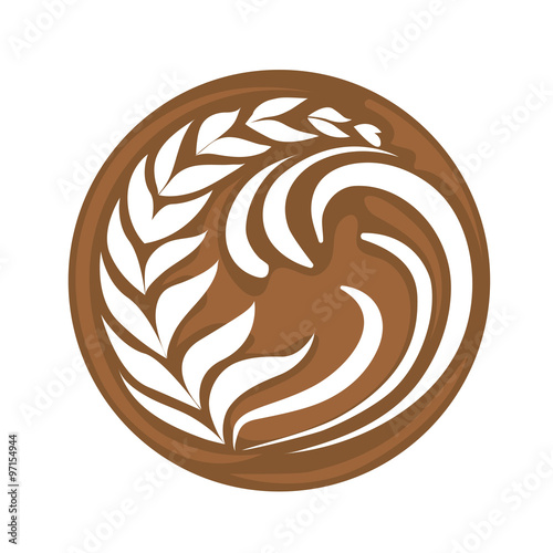 Aflutter Swing Heart Latte Art Hot Coffee Logo