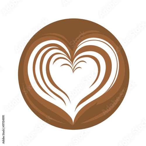 Aflutter Heart Latte Art Hot Coffee Logo Symbol