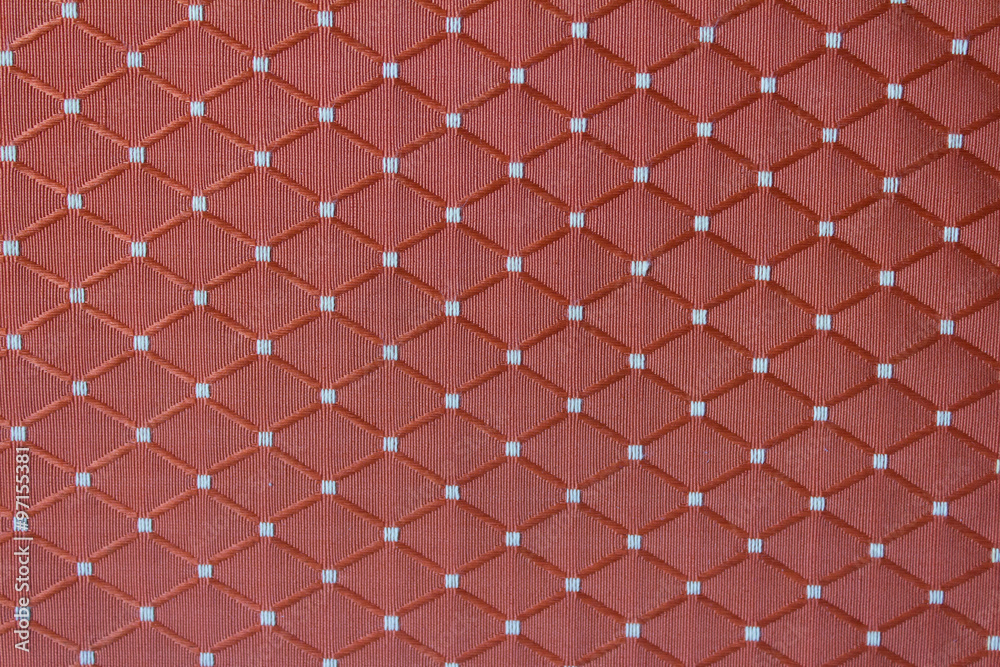 red fabric background with tiled decor - textile texture red fabric background with tiled decor - textile texture