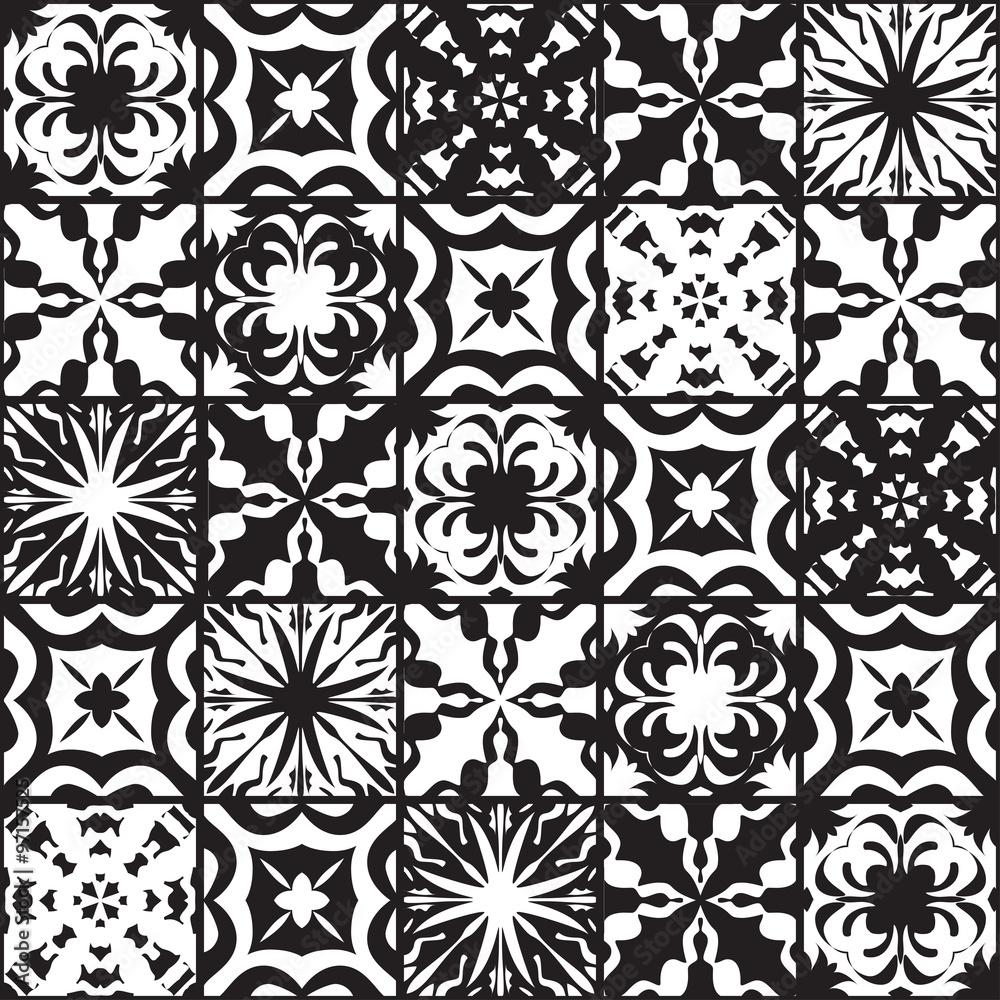 Vector seamless patchwork pattern Oriental ornaments, square sockets of stylized flowers and leaves. Decorative geometric textile print Vector seamless patchwork pattern Oriental ornaments, square sockets of stylized flowers and leaves. Decorative geometric textile print