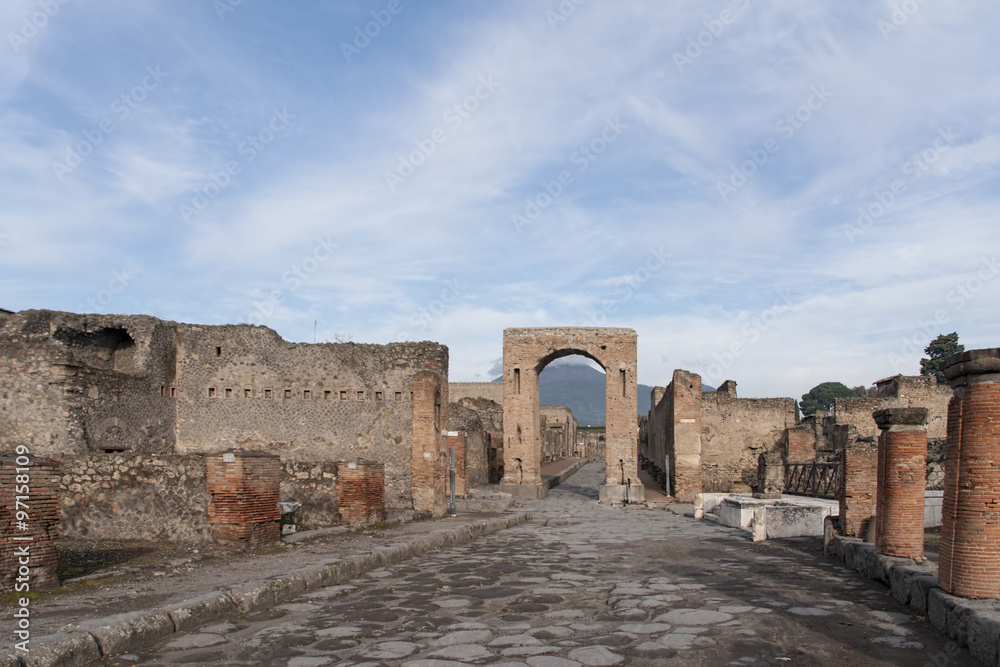Ruinas de la antigua ciudad de Pompeya en Italia