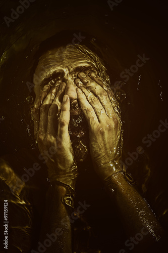 Man drowning in the water