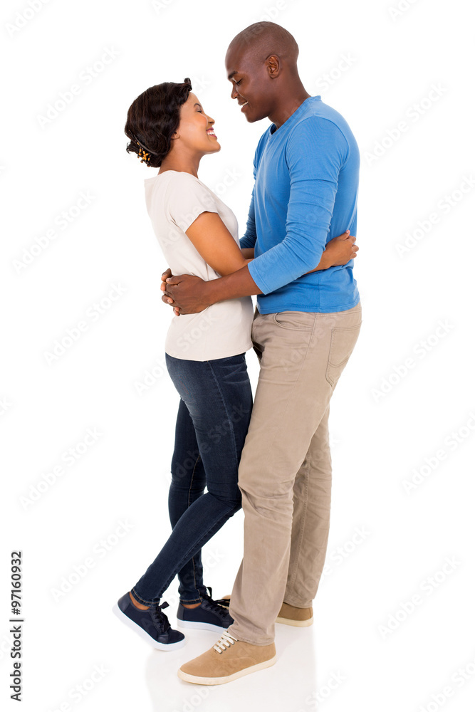 young african couple looking at each other