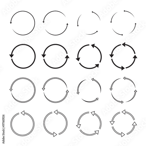 Set of black circle vector arrows