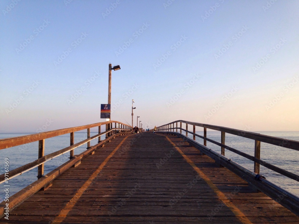 pier with yellow lines