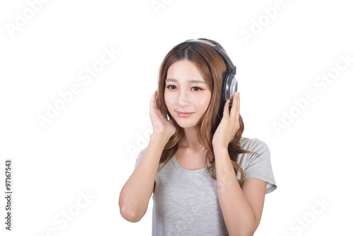 Woman enjoy the music