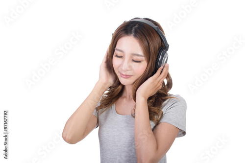 Woman enjoy the music