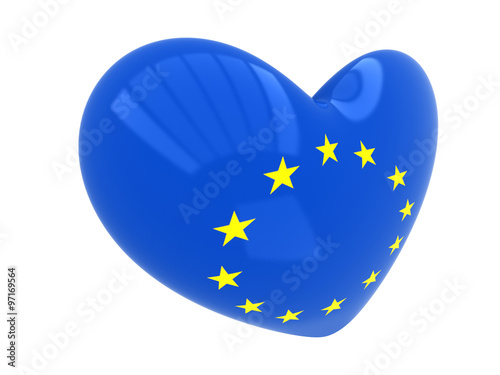 Heart with european flag on a white background