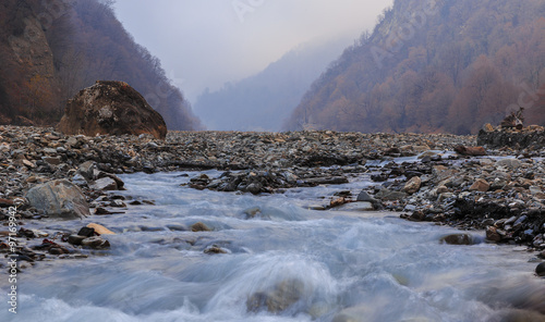 Fotografi The riverbed Vandam Chay.Village Vandam.Gabala.Azerbaijan