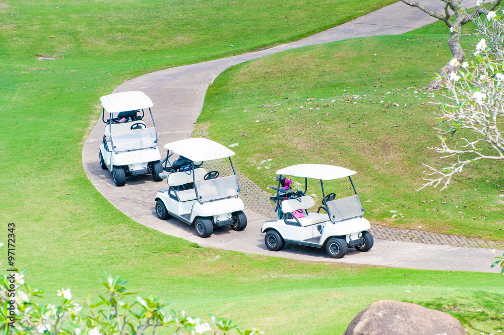 Golf cart in a golf course, Thailand