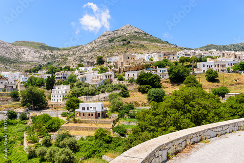 Traditional Greek village in the mountains, Apiranthos village, Naxos island, Cyclades, Greece.