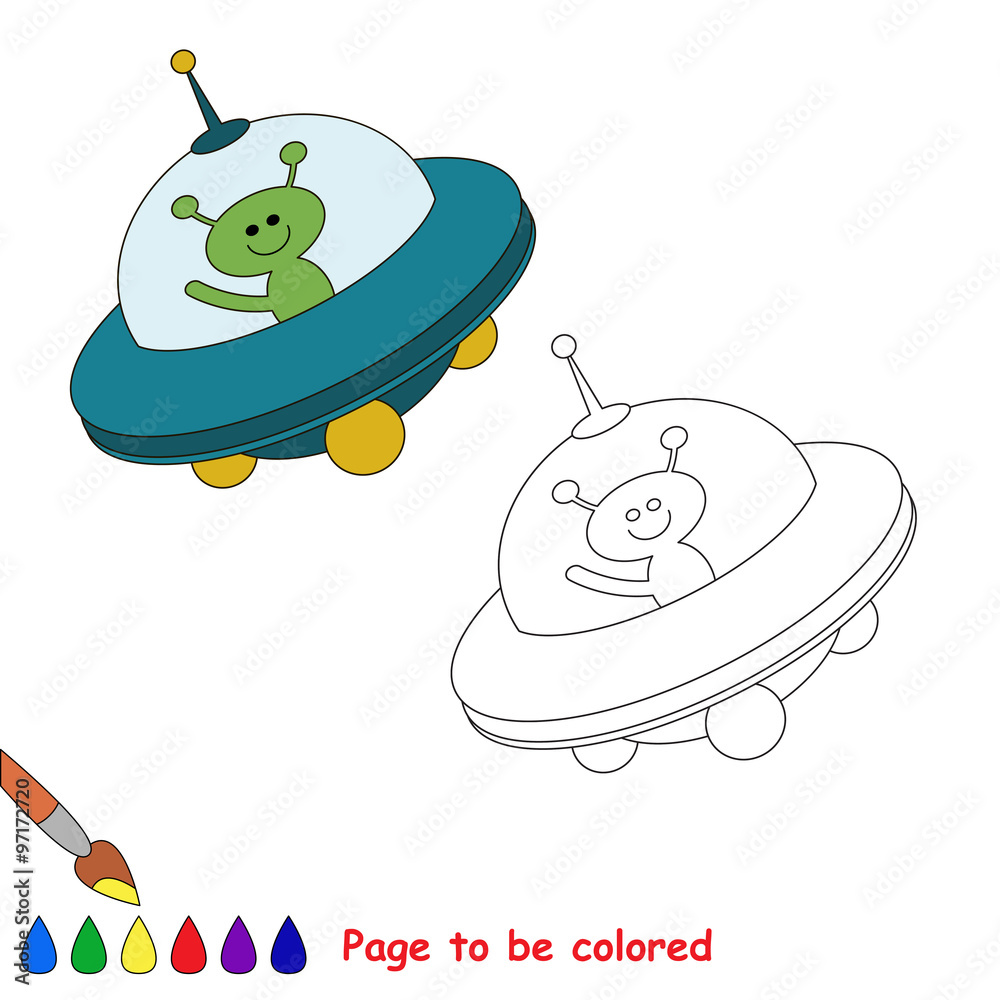 Cartoon ufo toy in vector cartoon to be colored. Stock Vector | Adobe Stock