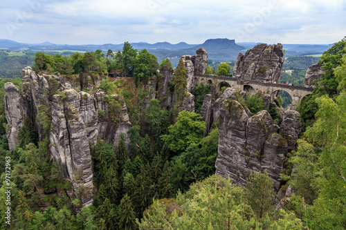 Beautiful view of the rocky mountains. Reserve Bastei. bridge Bastei © Michael Egenburg