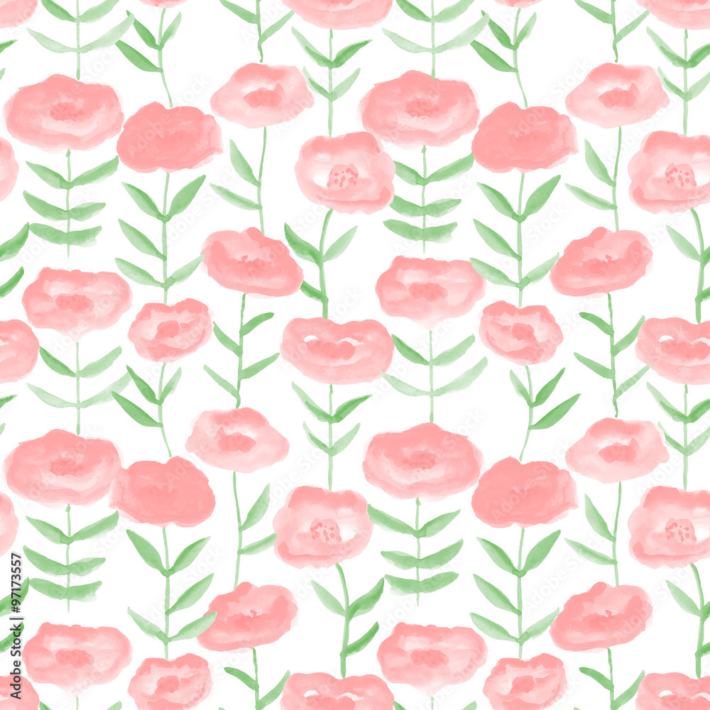 abstaract warecolor flowers seamless pattern. vector illustration