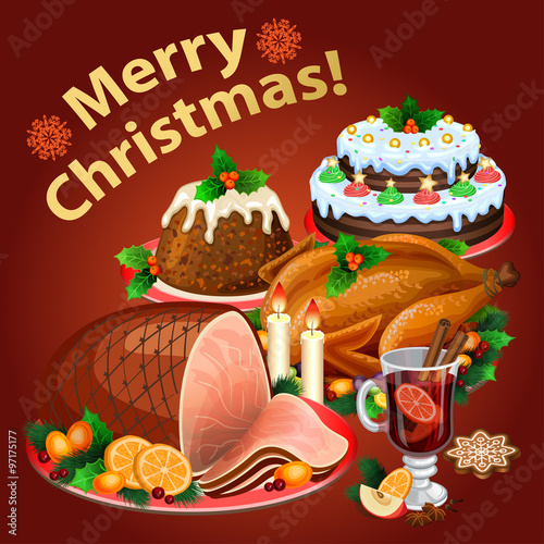 Christmas dinner, traditional christmas food and desserts