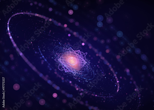 Tableau sur toile Nucleus of an atom - Abstract Futuristic Background