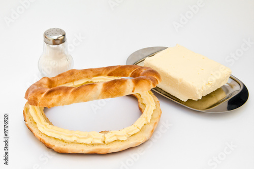 bagel with butter and salt