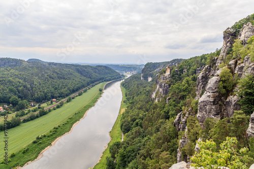 a beautiful view of the river Elbe from a height. Saxon Switzerland, landscape 