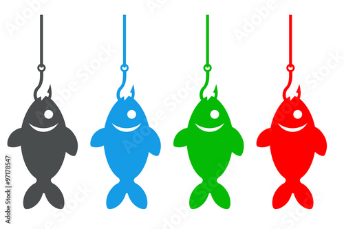 Icono plano pesca en varios colores #4
