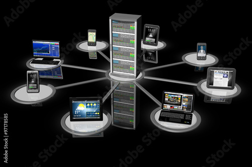 Connessione_Smartphone Tablet Pc_004
Rappresentazione simbolica di sistemi informatici, Pc, computer, tablet, smartphone collegati fra loro e ad un server centrale.
 photo