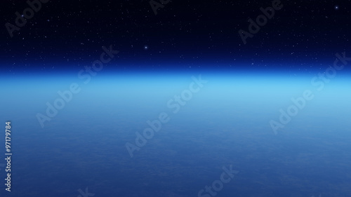Fototapeta Naklejka Na Ścianę i Meble -  Blue planet and stars. Space background. 3D render.