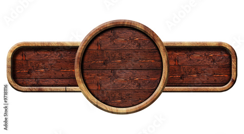 Circle wooden sign, illustration.