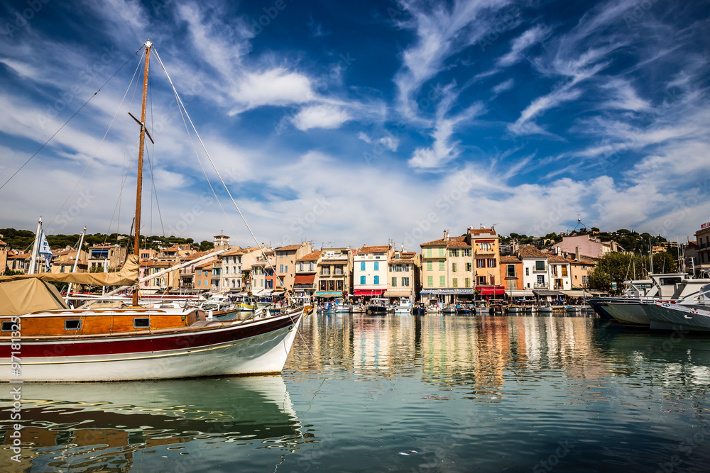 Colorful Buildings And Boat-Cassis,France