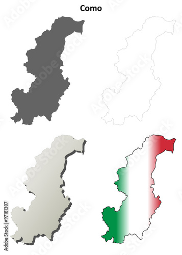Como blank detailed outline map set