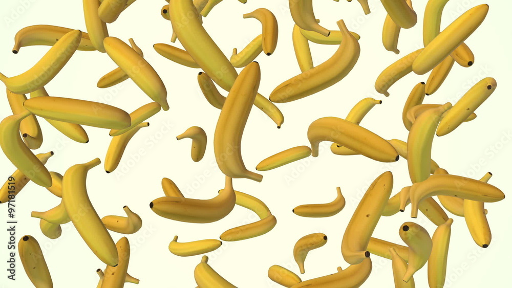 Falling banana on white background. Falling banana on white background.