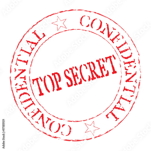 Rubber stamp with top secret vector