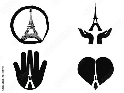 peace for paris icons set