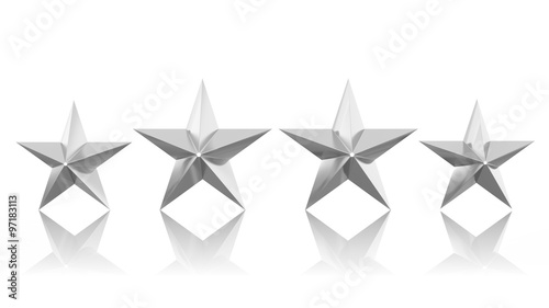 Fototapeta Naklejka Na Ścianę i Meble -  Four silver stars isolated on white background