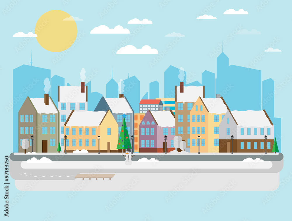 Winter city background