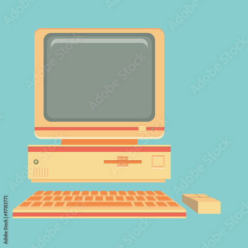 Vintage personal computer. Vector illustration.