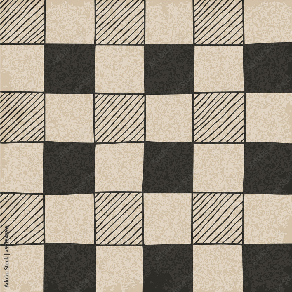 Hand drawn abstract chessboard pattern. Hand drawn abstract chessboard pattern.