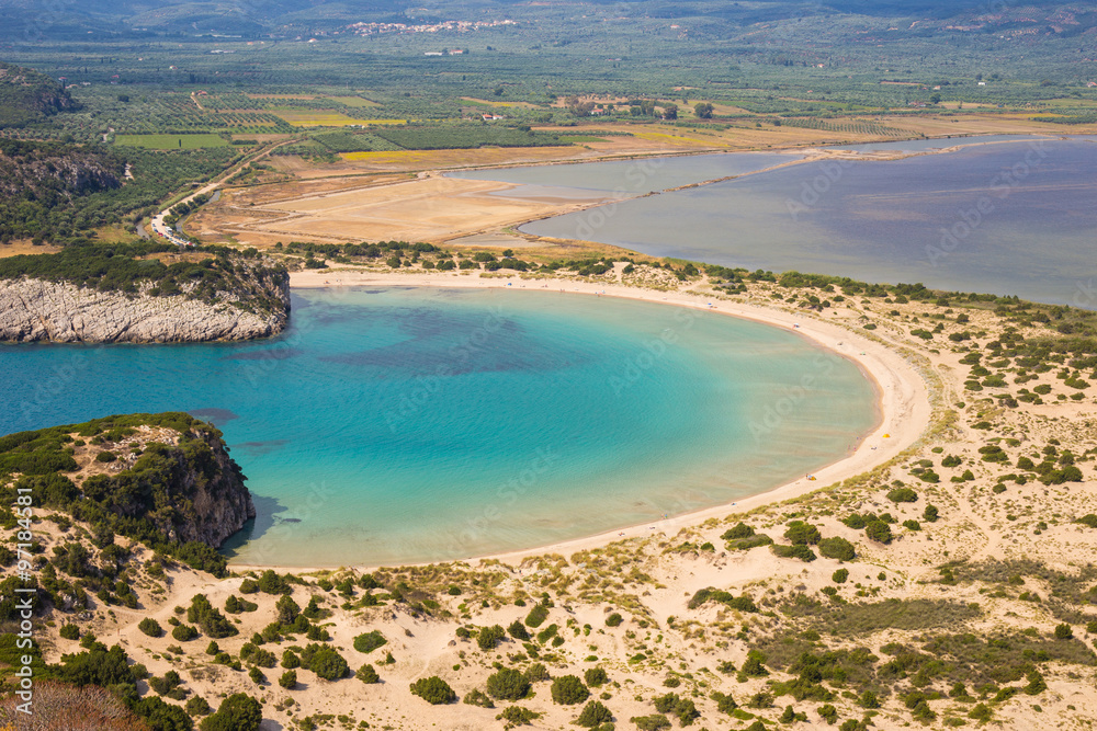 Beautiful lagoon of Voidokilia from a high point of view, Greece, Europe Beautiful lagoon of Voidokilia from a high point of view, Greece, Europe