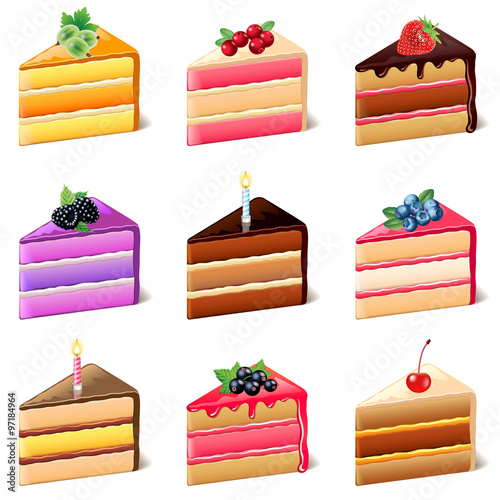 Cakes icons vector set