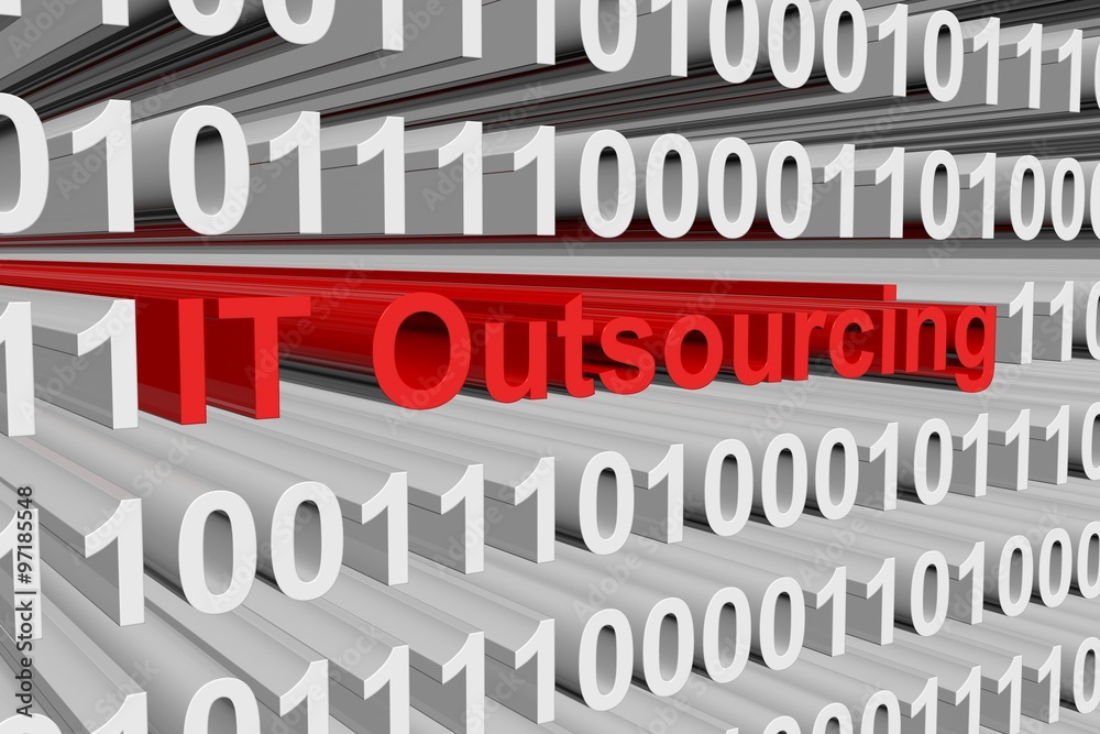 IT outsourcing is presented in the form of binary code
