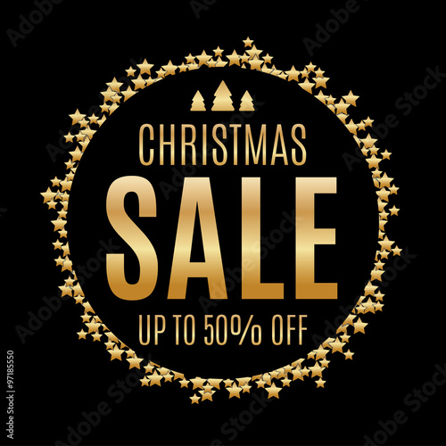 Black and gold Christmas sale background