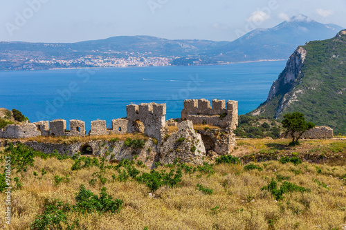 view on Navarino bay from frotress Paleokastro, Greece, Europe photo